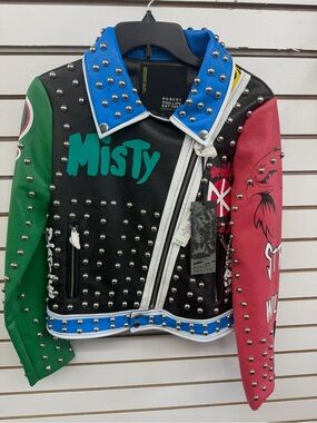 Robert Phillipe Studded Moto Jacket Eagle Embroidered NWT Size Small